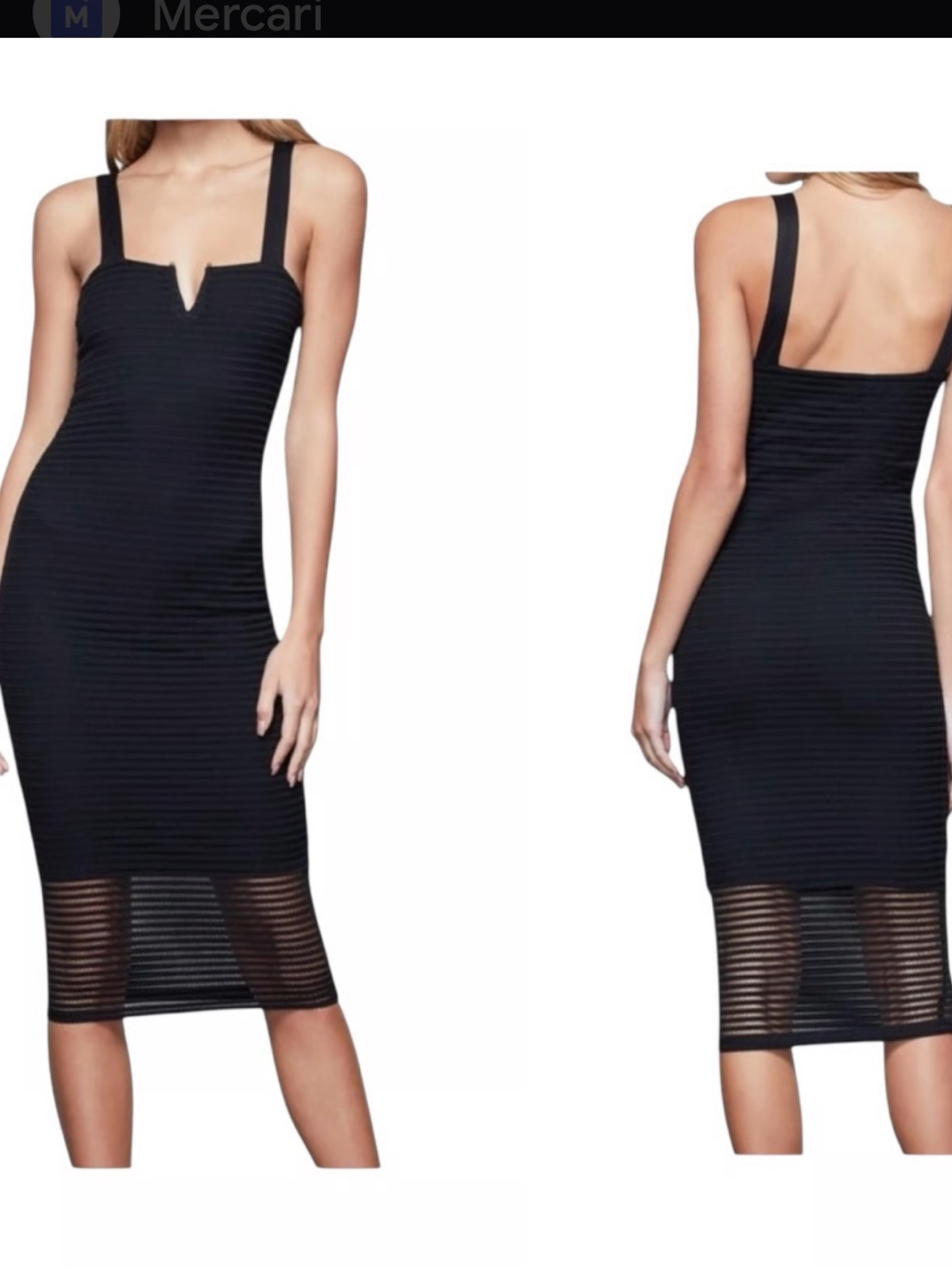 Good American Black Sleeveless Midi Bandage-Style Dress